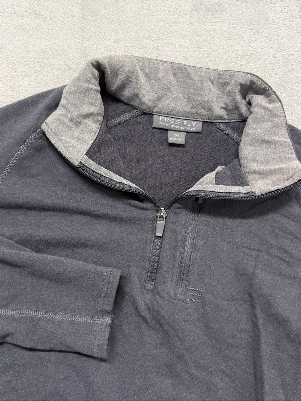 Free Fly Pullover Mens Medium Gray Heritage Heavy Hike 1/4 Zip Bamboo Sweater